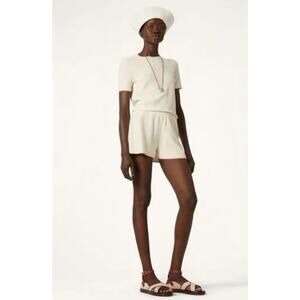 Loro Piana Linen-Cotton Terry Cloth 2 Piece Set, Women’s 38(L) White Old Money